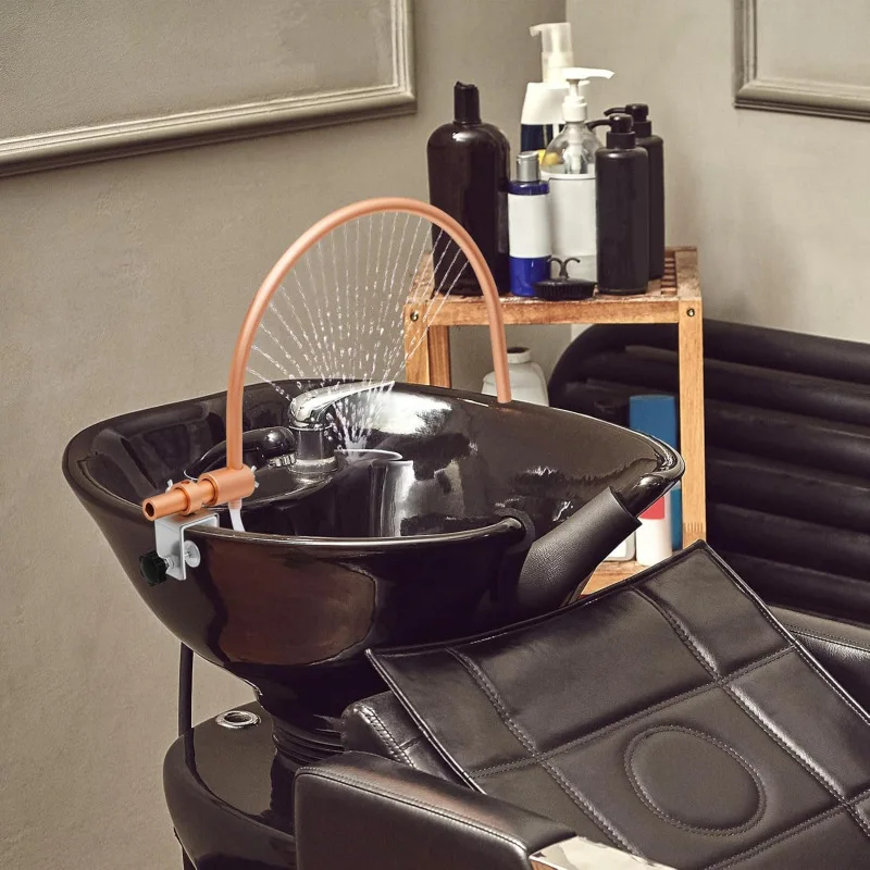 

Barber shop water circulation head treatment instrument salon washing bed ceramic basin with elbow hydrotherapy water fountain