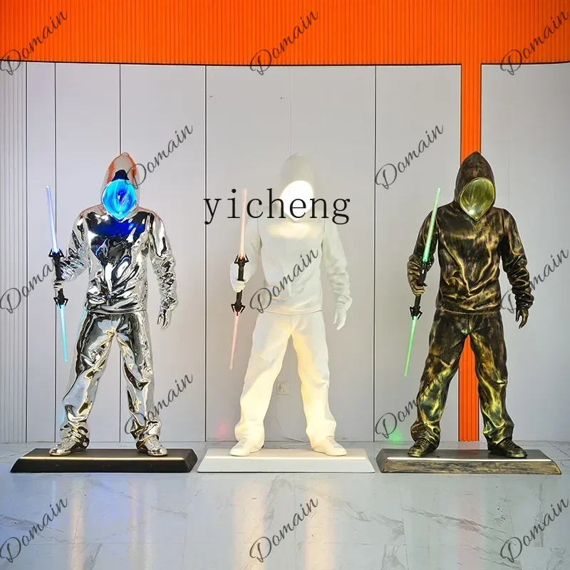 NWU ZYA Creative Humanoid Art Sculpture Electroplating Sitting Ornament Window Decoration Opening Bar D