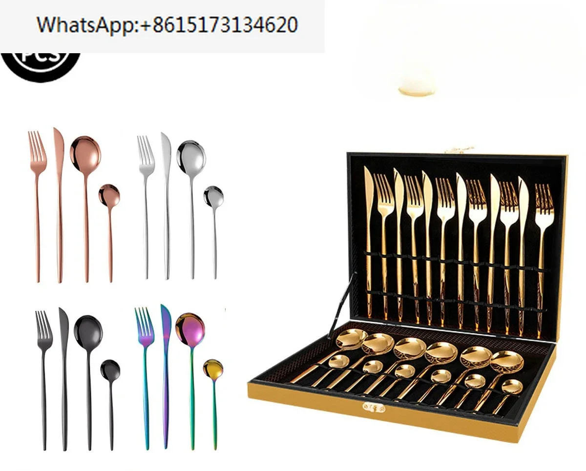 24-piece set of stainless steel knives and forks set of stainless steel tableware set of western food steak knives and forks