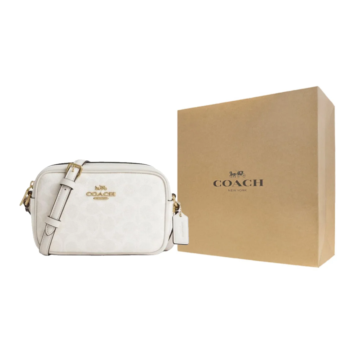 COACH Jamie Artificial Leather Camera Bag, Crossbody Bag, Shoulder Bag Small Women's Chalk White CY752-IMXU5