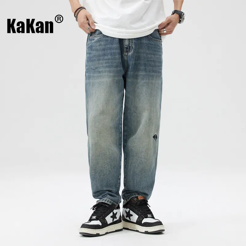 

Kakan - European and American Loose Straight Casual Blue Jeans, Spring/Summer New Micro Span Junior Jeans Men's K023-3009