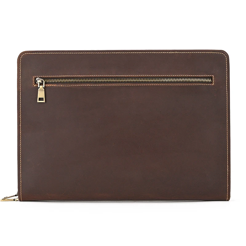 Luufan Mens Clutch Bag Para arquivos A4 couro Genuíno zip em torno Homem Documento saco iPad Caso Couro Homem Negócios Bolsa Telefone Bag