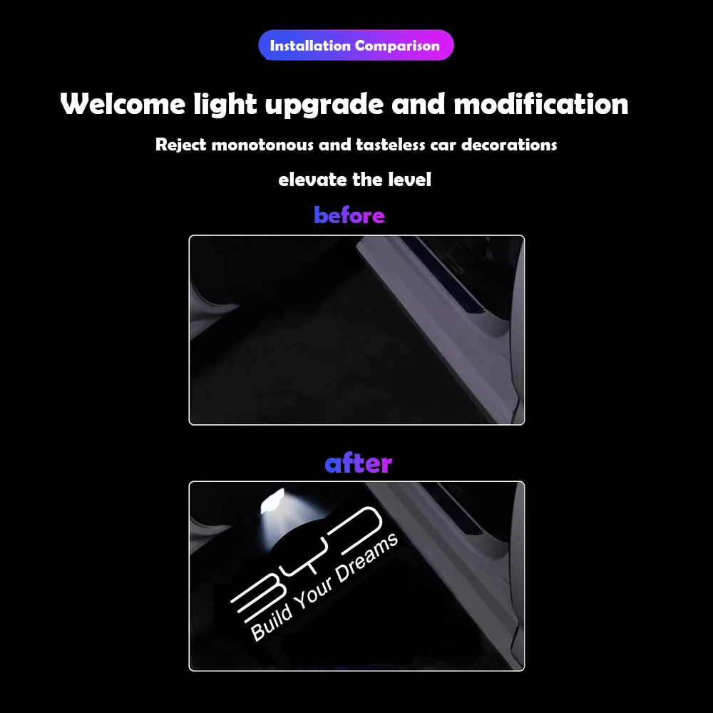 1pcs HD Car Door Puddle Lights For BYD Atto3 Seal Sealion 07 Han Tang Song Plus LED Logo Ghost Shadow Welcome Lamp Plug & Play