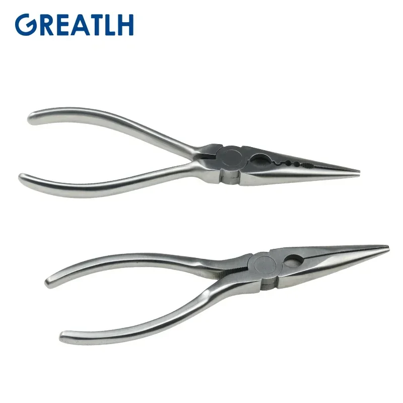 1pcs Stainless Steel Orthopedics Vise Needle Nose Pliers with Serrated Jaws Bone Forcep Veterinary Orthopedics Instrument pet