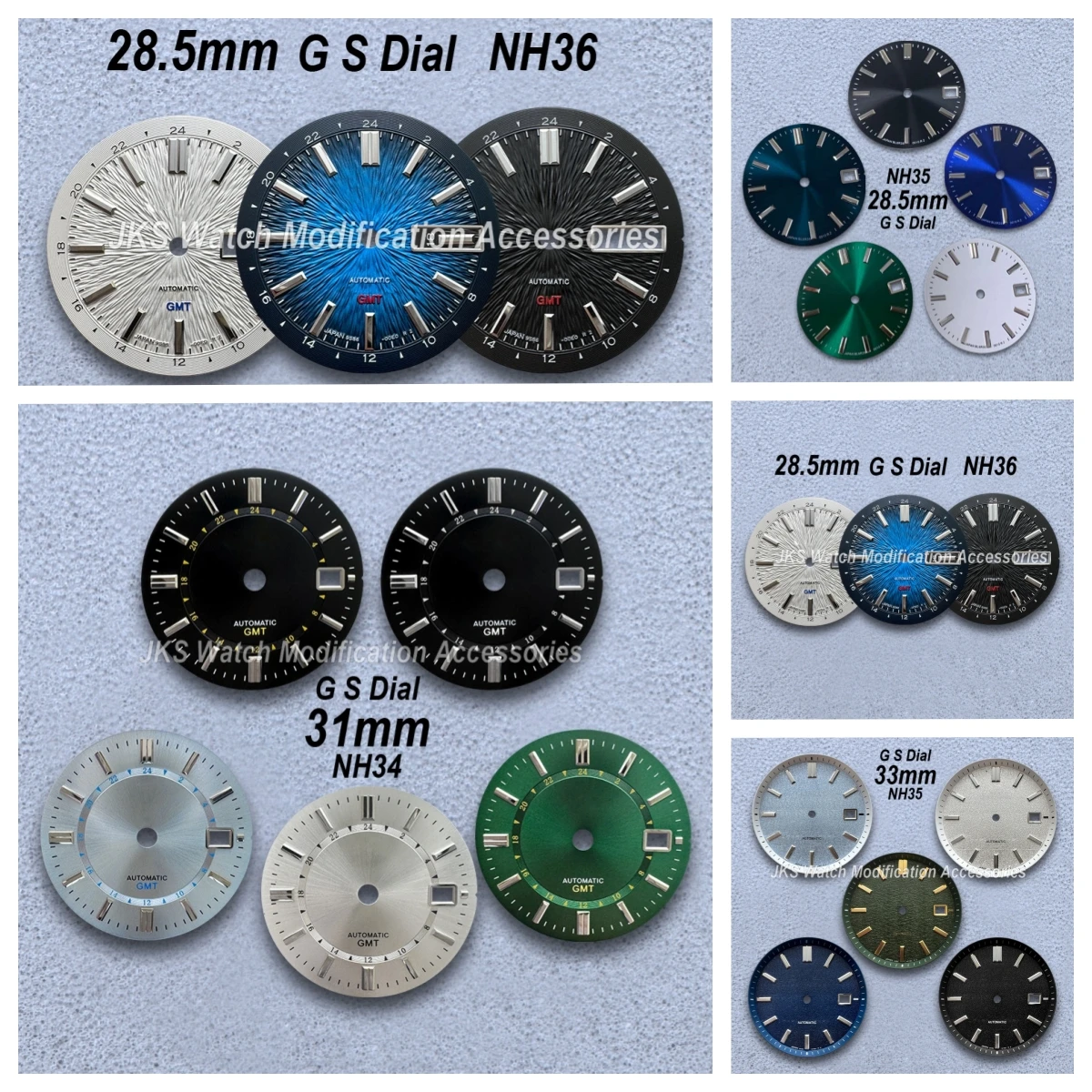 

28.5mm/31mm/33mm G S Logo GMT Dial For NH34/NH35/MH36 Movement New Style Sunburst/Matte High Quality Watch Modification Accessor