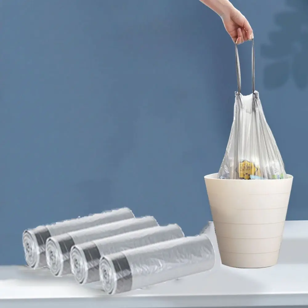 

4Rolls Convenient Disposable Drawstring Trash Bags PE Material Leak-Proof Garbage Bags Odor-Control Wastebasket Bags Home