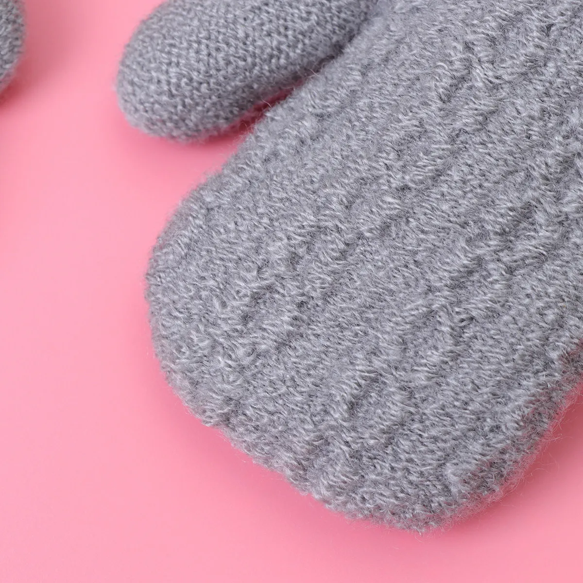 

Kids Winter Warm Gloves Double Layer Knitted Design Full Finger Coverage for Cold Weather Lightweight Comfortable Fit for Ages