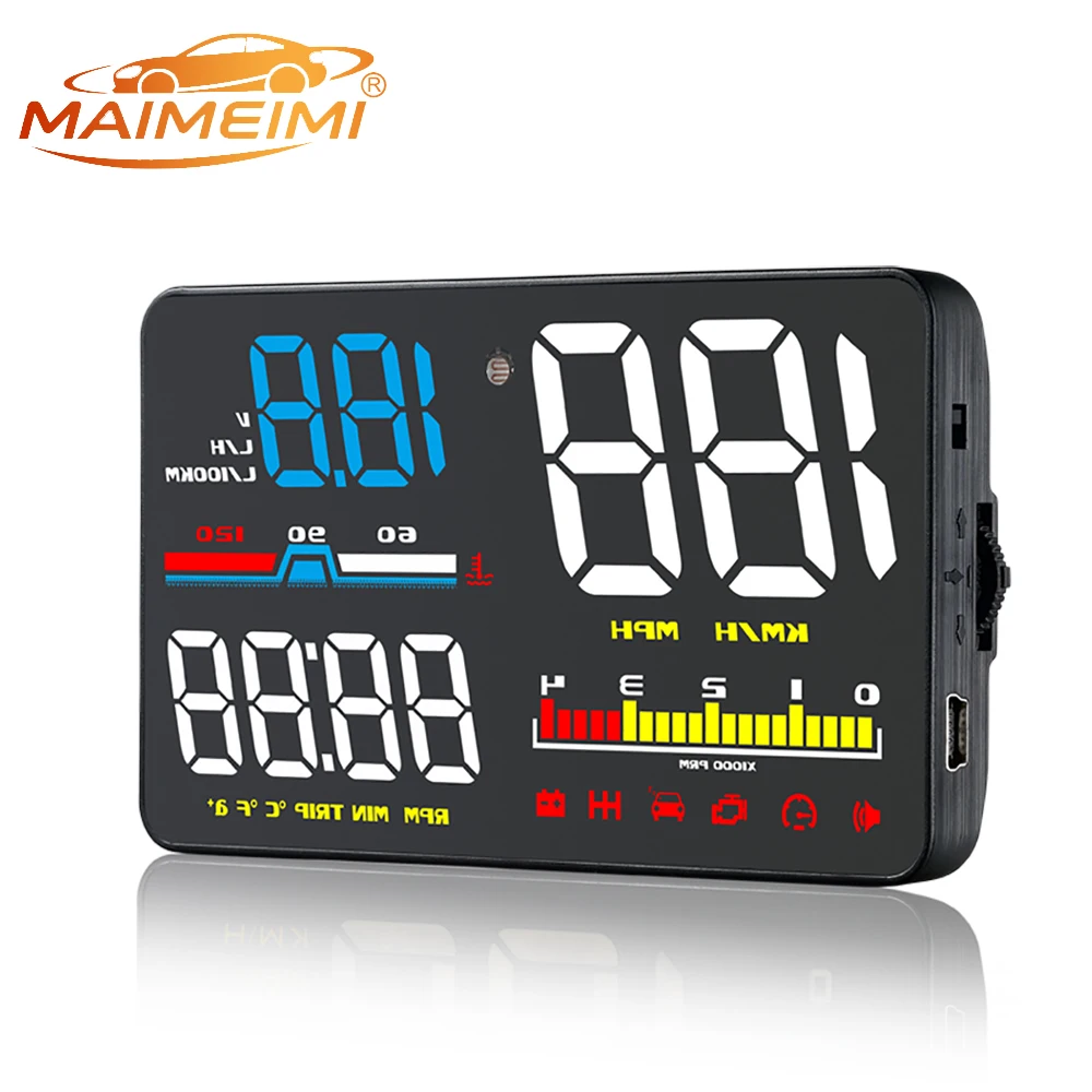 % HUD OBD2 Car Speedometer For Car Water Temp RPM Fuel Consumption Overspeed Alarm Windshield Projetor Head Up Display