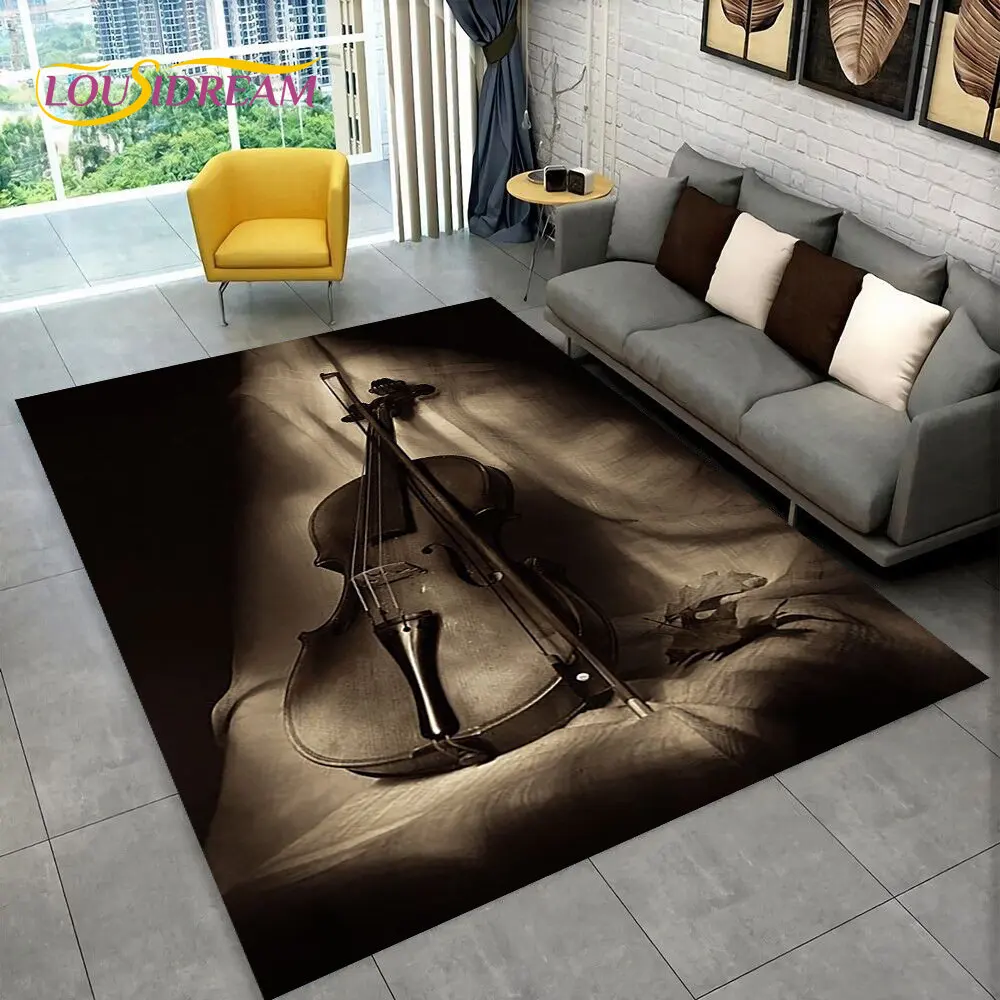 

Classical Violin Instrument Music Area Rug,Carpet for Home Living Room Bedroom Sofa Doormat Kitchen Decor,kid Non-slip Floor Mat