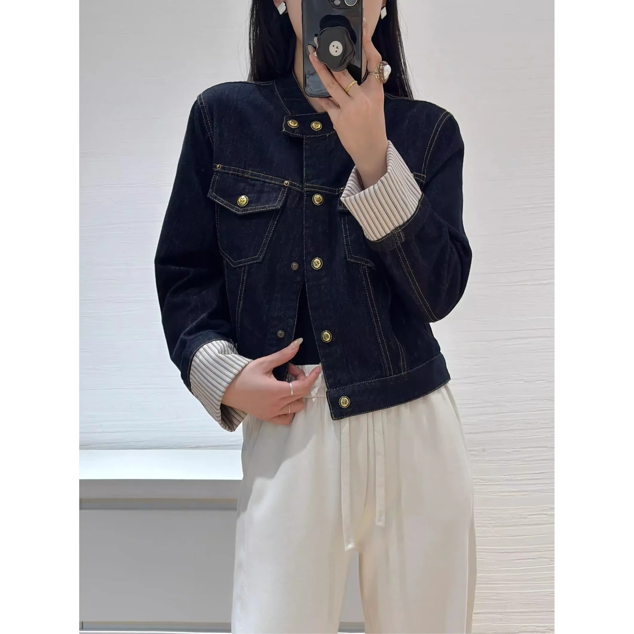 

Повседневное хлопковое джинсовое платье, женское пальто с манжетами на одной пуговице, весеннее новое пальто прямого кроя, верхняя одежда для поездок на работу