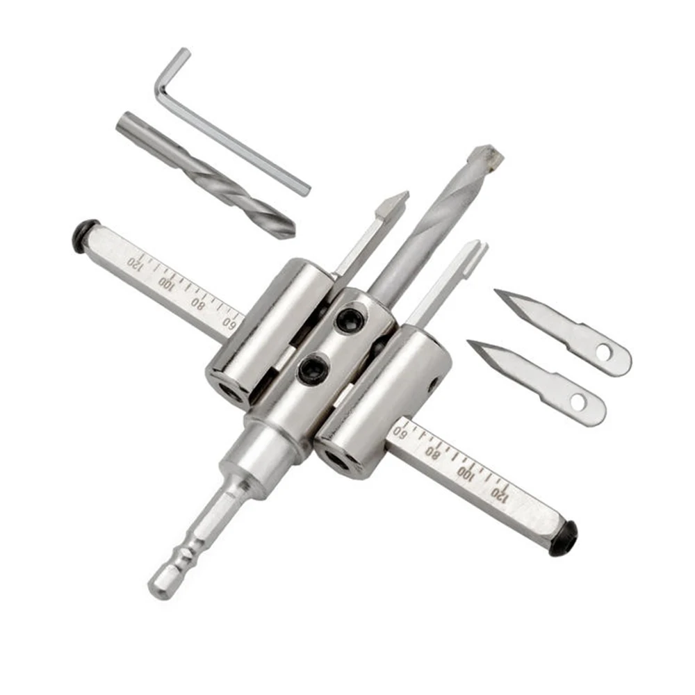 1PC Adjustable Aircraft Type Hole Opener 6.35mm MAX Handle Sound Tube Light Gypsum Board Ceiling Alloy Woodworking Hole Drill