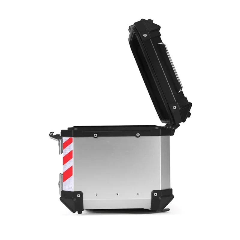 45L X Den Silver+Black Aluminum Alloy Motorcycle Pizza Box Tail Top