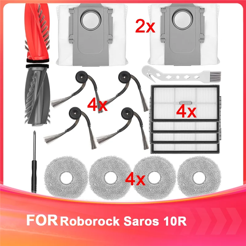 Replacement Part 10R Robot Vacuum Main Brush,Side Brushes,HEPA Filters,Mop Pads, Dust Bags