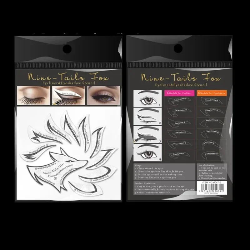 Pochoirs de maquillage pour les yeux, modèle de galets d'eye-liner ailé, outils saillants, sourcils, ombre à barrage, carte autocollante