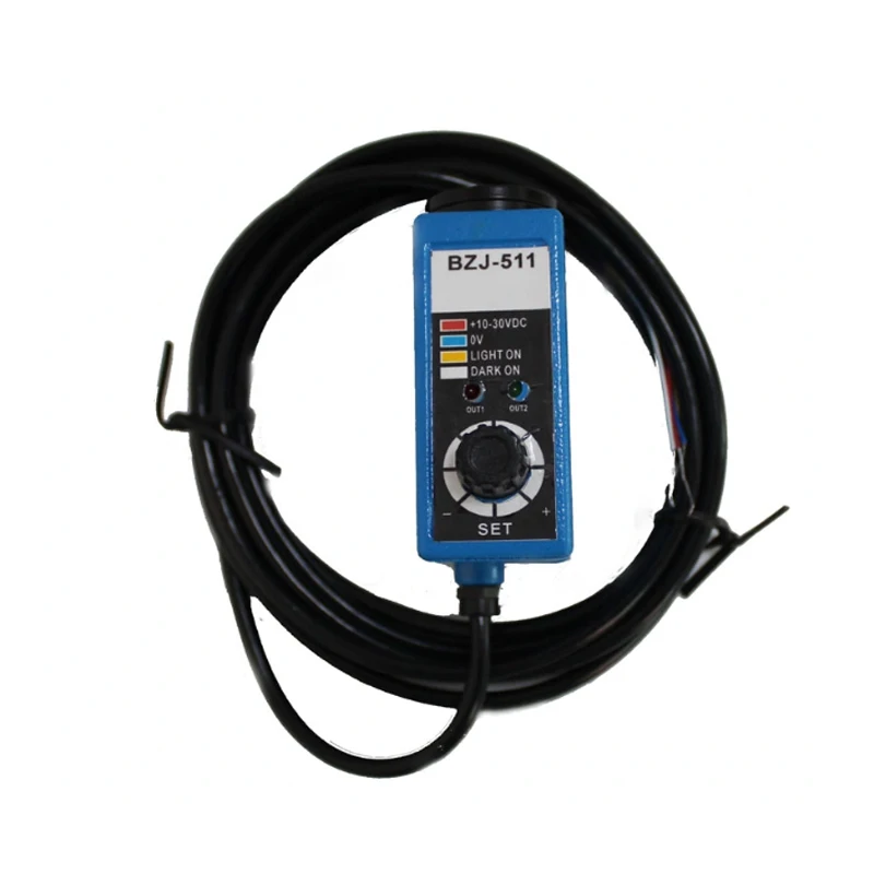 Verde Npn Código de Cor Sensor Máquina Embalagem Sensor Cor Marca Sensores Interruptor Óptico Bzj511