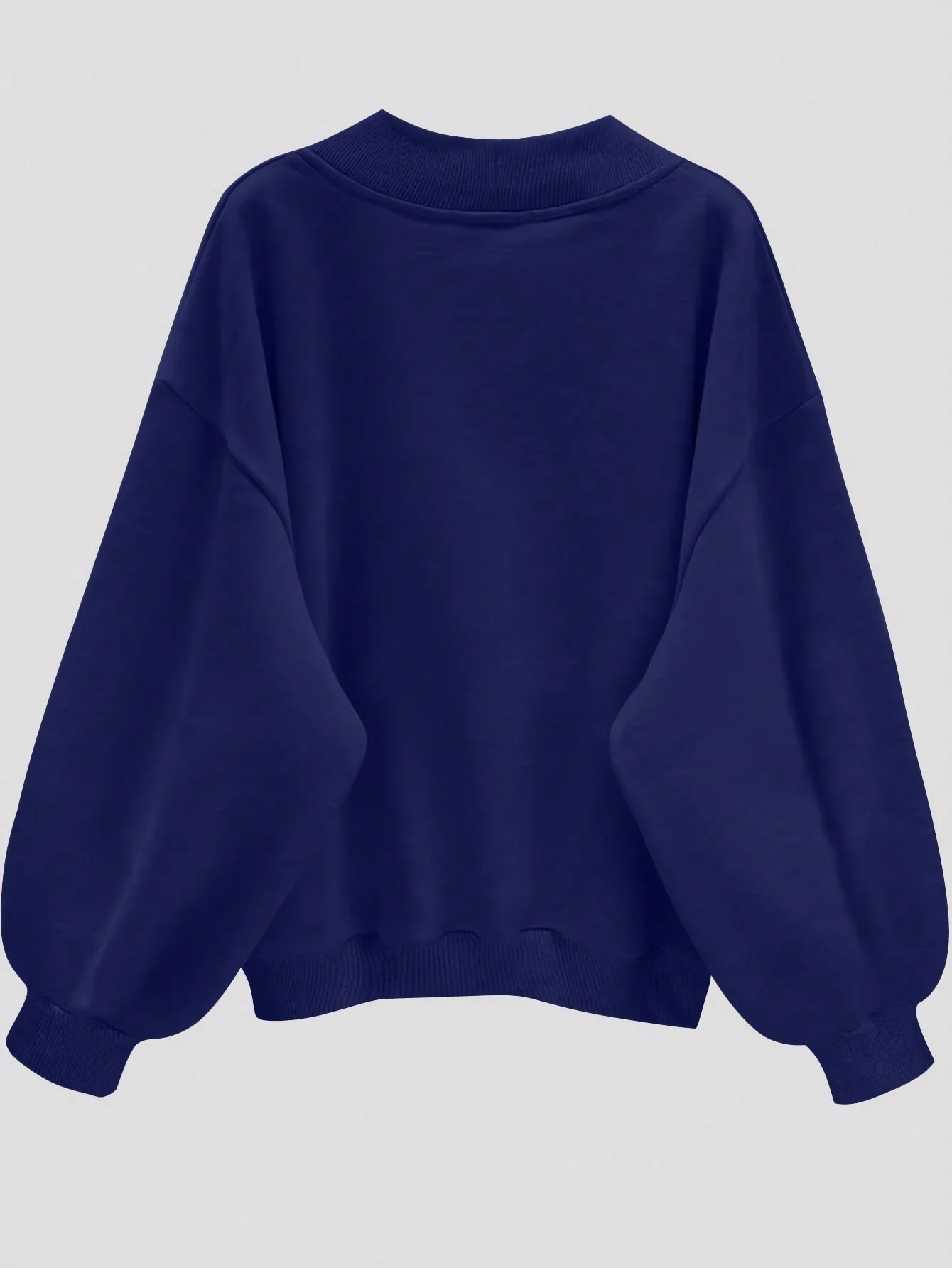 Women Fall V Neck Sweatshirt Loose Fit Long Sleeve Pullover Top Casual Solid Color Oversized Streetwear for Autumn Daily Wear