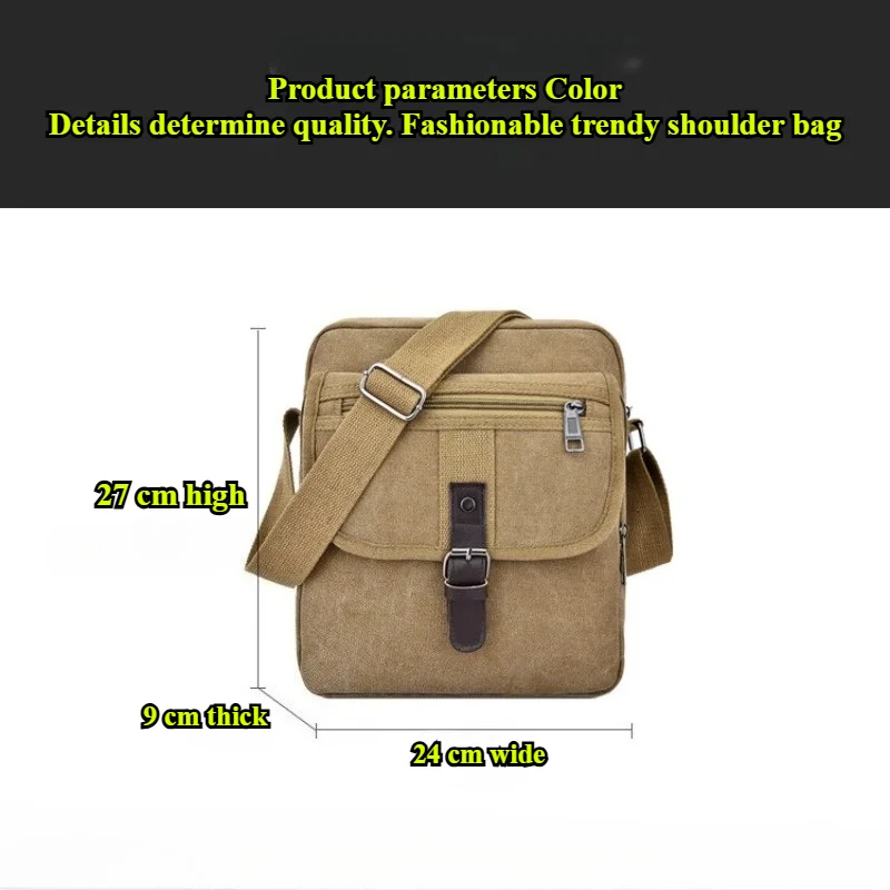 Herren Canvas-Umhängetasche, Vintage Crossbody-Messenger-Tasche mit Mehreren Fächern, Lässige Schultertasche für Reisen, Arbeit und Täglichen Gebrauch – Detail 14