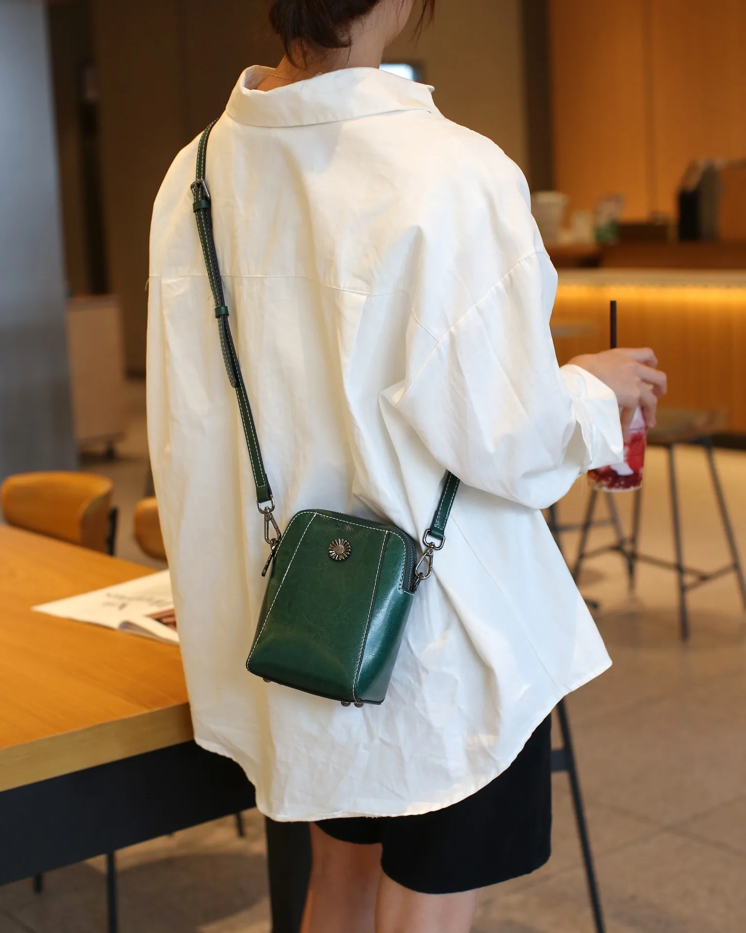 Petit sac de téléphone portable pour femme, sac à main Messenger, sac à bandoulière décontracté, cuir de vachette, tout match, alerte à l'huile, lancé unique