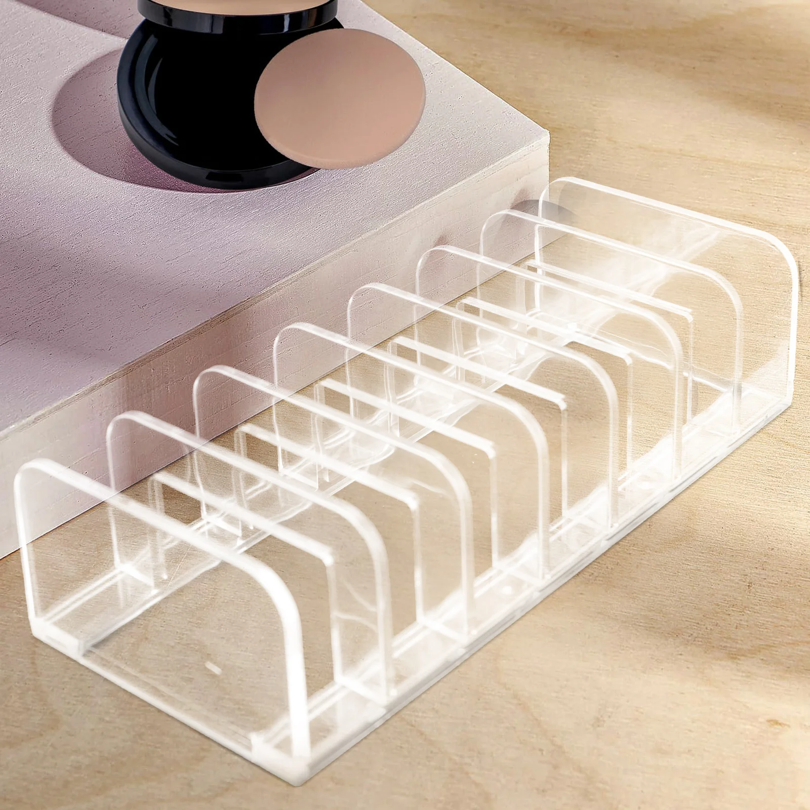 

7 Slots Eyeshadow Organizer Clear Makeup Storage Box For Countertop Vanity Desktop Palettes Holder Case