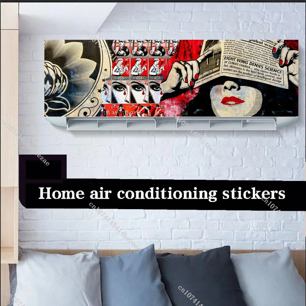 Graffiti Style Air Conditioner Stickers Old-fashioned Air Conditioner Renovation Decorative Stickers PVC Anti-fouling Posters