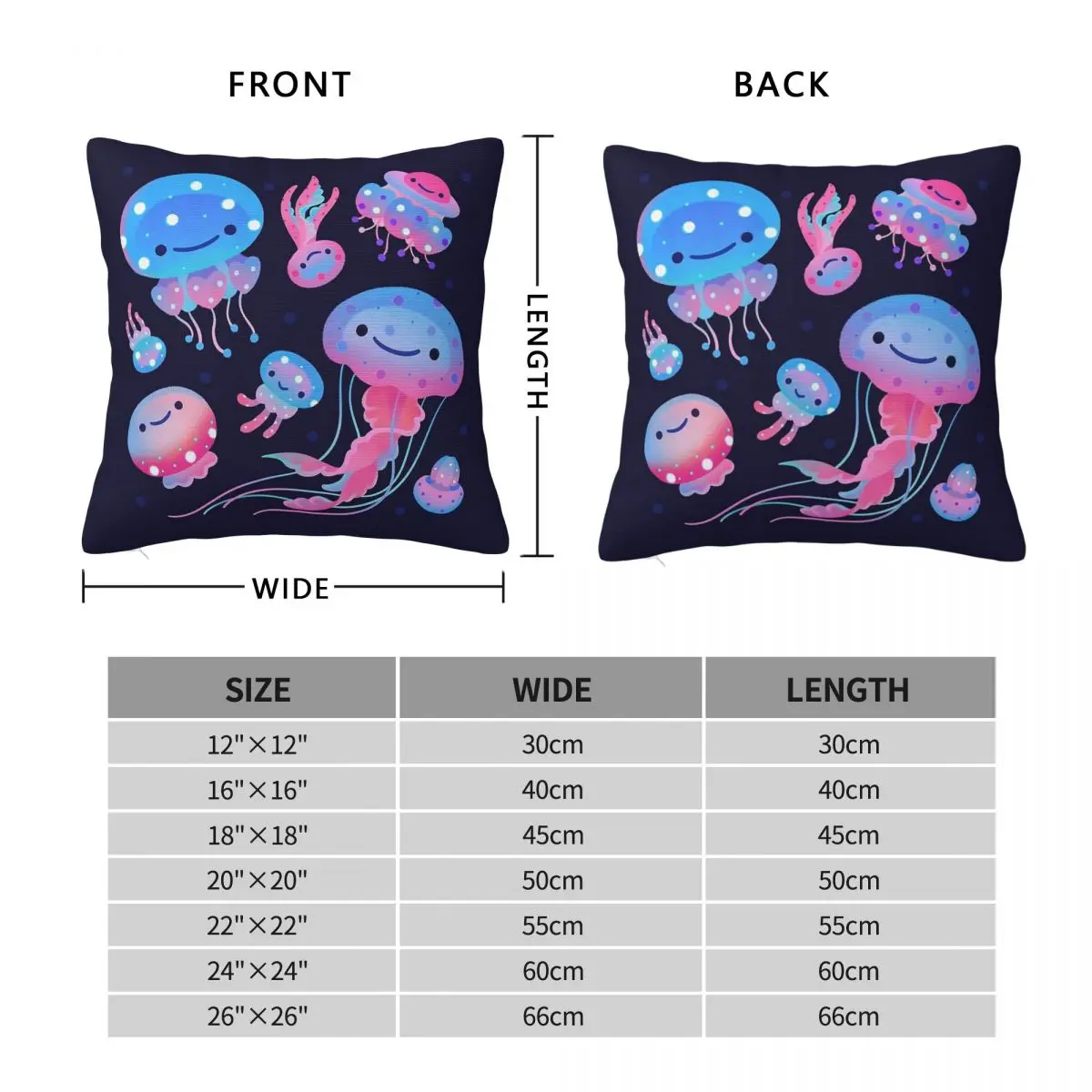 Polka Dot Jellyfish Dark Square Pillowcase Polyester Linen Velvet Creative Zip Decor Sofa Seater Cushion Cover