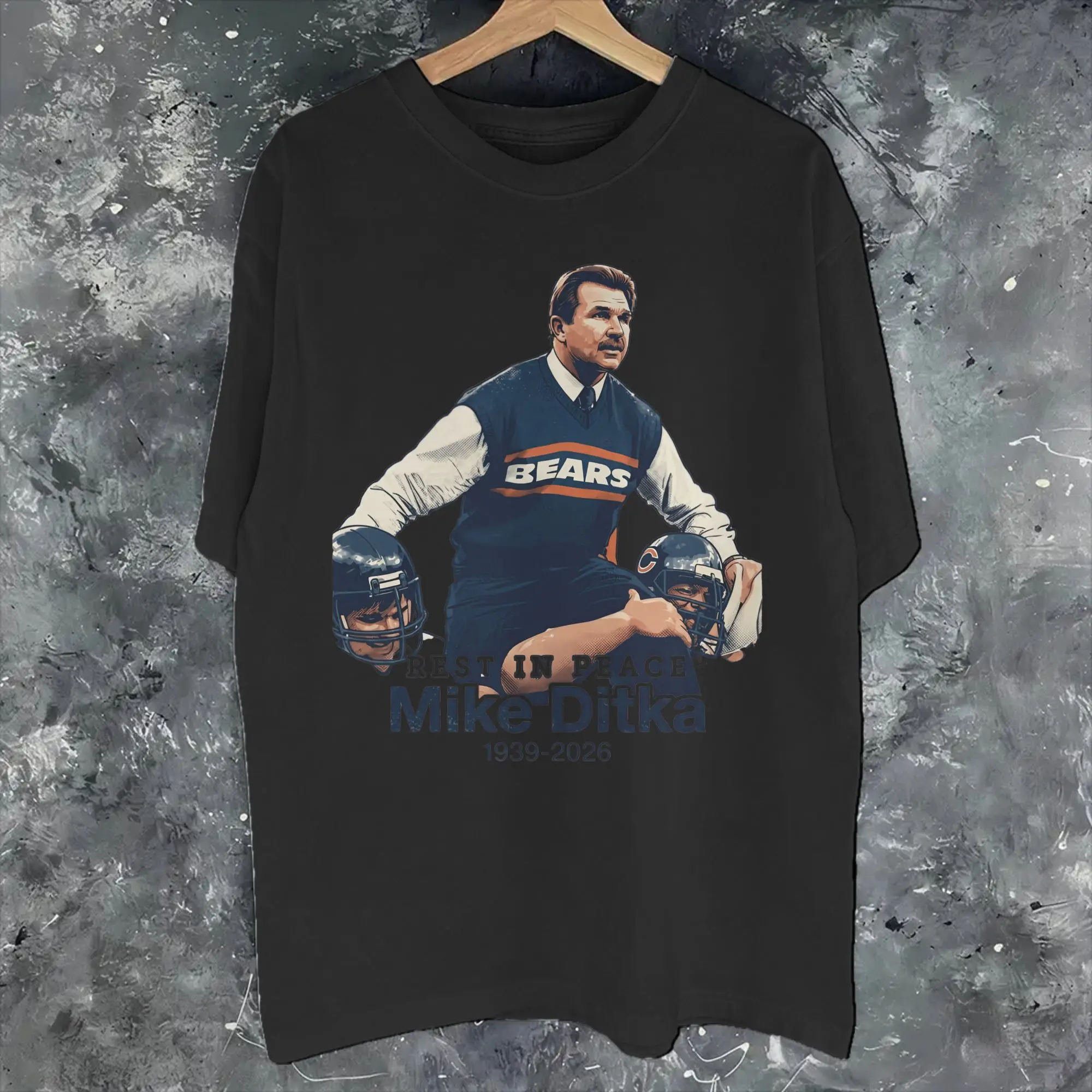 RIP Mike Ditka  Graphic Print T Shirt Men Women  Cotton  Tee Shirt Clothing