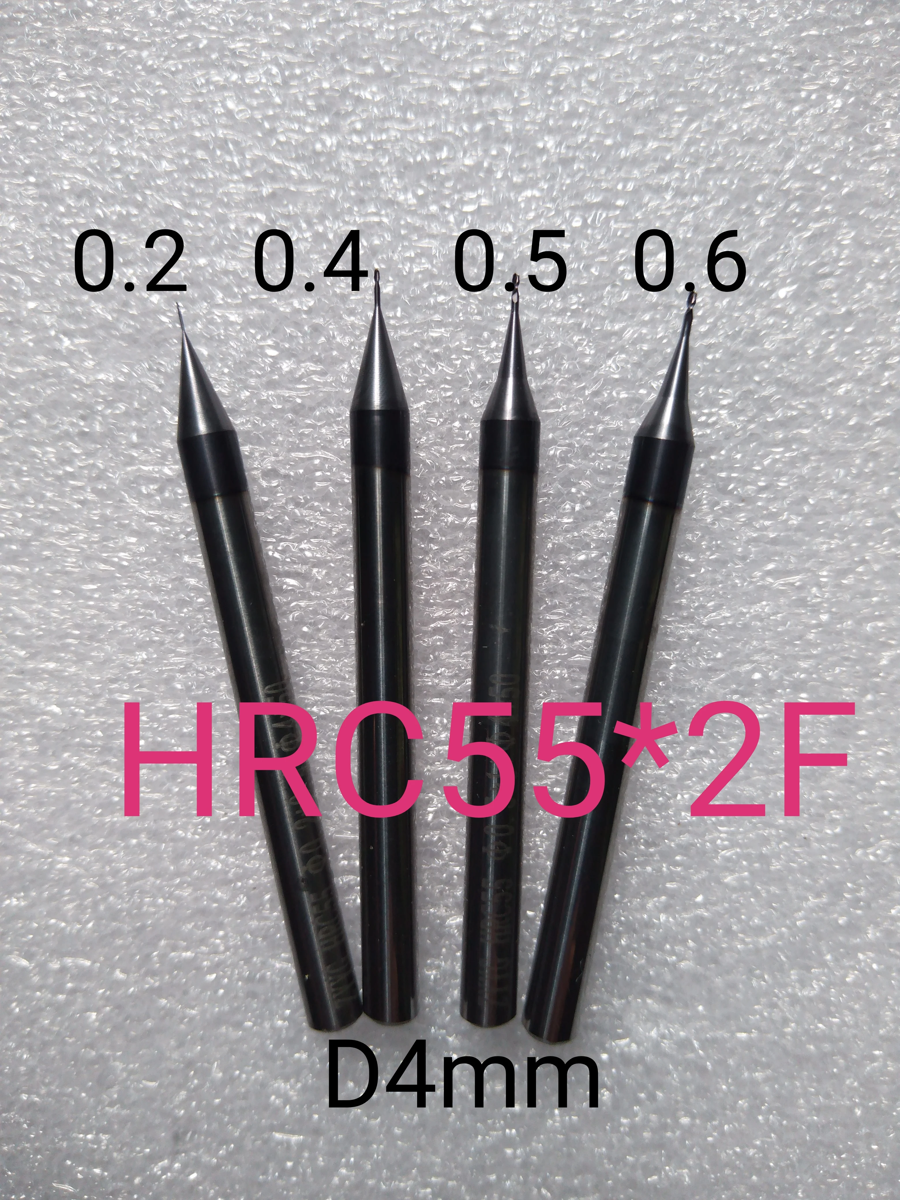 2PC HRC55 ZYYG  Micro Square End Mill 2 Flutes0.2-0.9mm TiAIN Micro Flat 4mm Shank Millin Cutter Mirco Carbide CNC Engraving Bit
