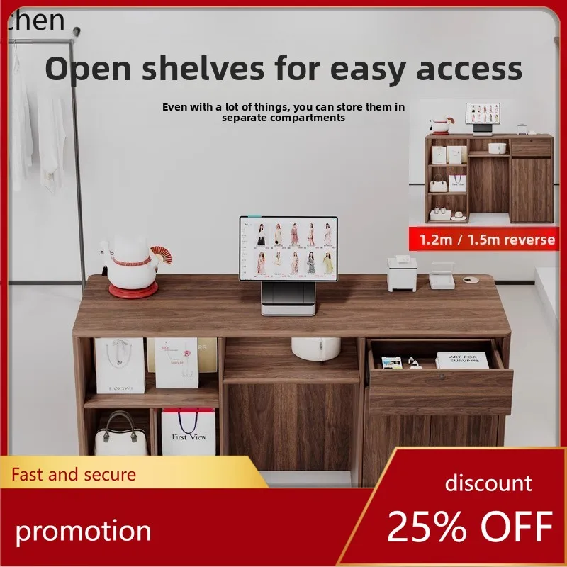 

ZMLSolid Wood Cashier Counter Front Desk Dining Reception Cashier Cabinet Commercial Use