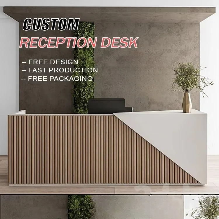 &c Elegant High Quality Customization Beauty Salon  Office Reception Desk Front Wood Powder Coated