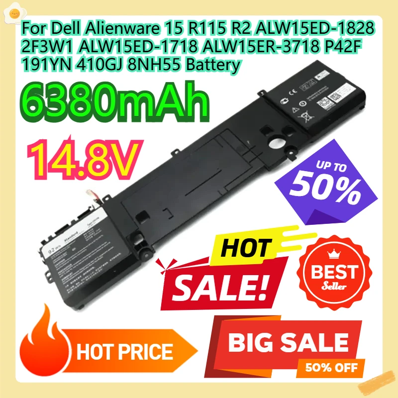 

For Dell Alienware 15 R115 R2 ALW15ED-1828 2F3W1 ALW15ED-1718 ALW15ER-3718 P42F 191YN 410GJ 8NH55 Battery