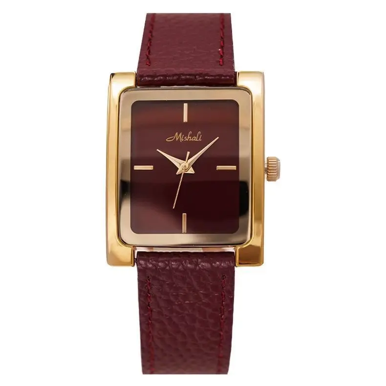 PEIYING Ankola Red Watch Women's 2024 New Square Leather Women's Quartz Watch Light Luxury Niche