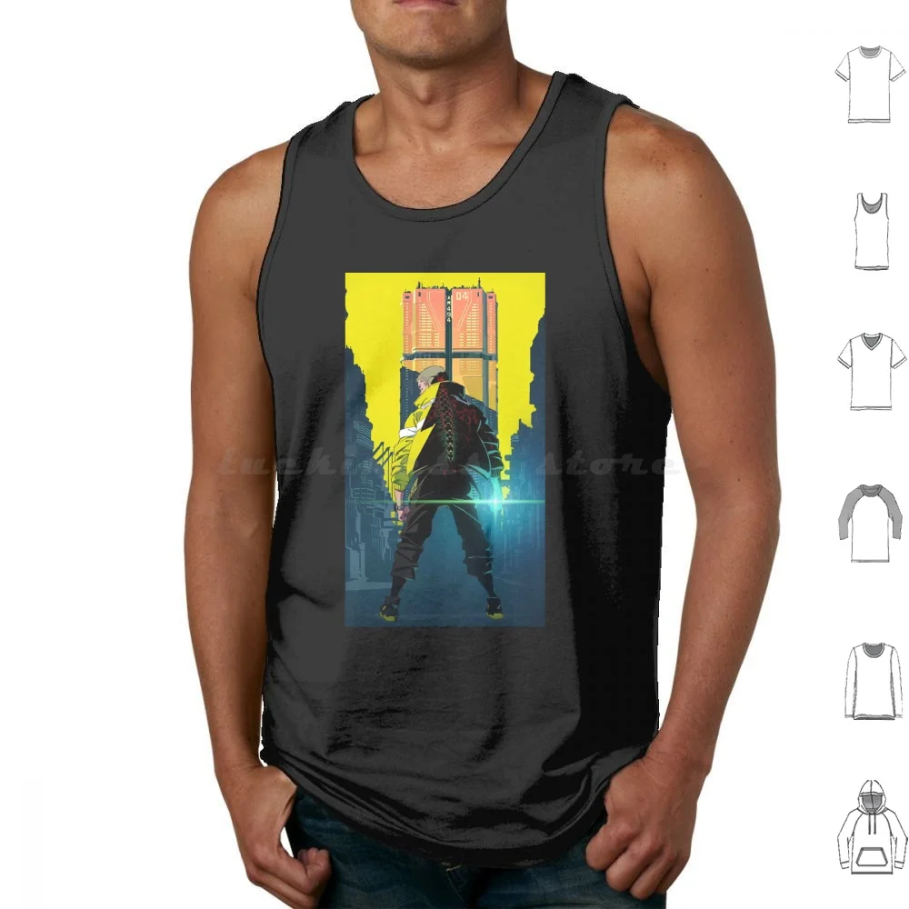 Edgerunners David Built Different Anime Tank Tops Vest Sleeveless Ps Gaming Gamer Cdprojektred Game Cosplay