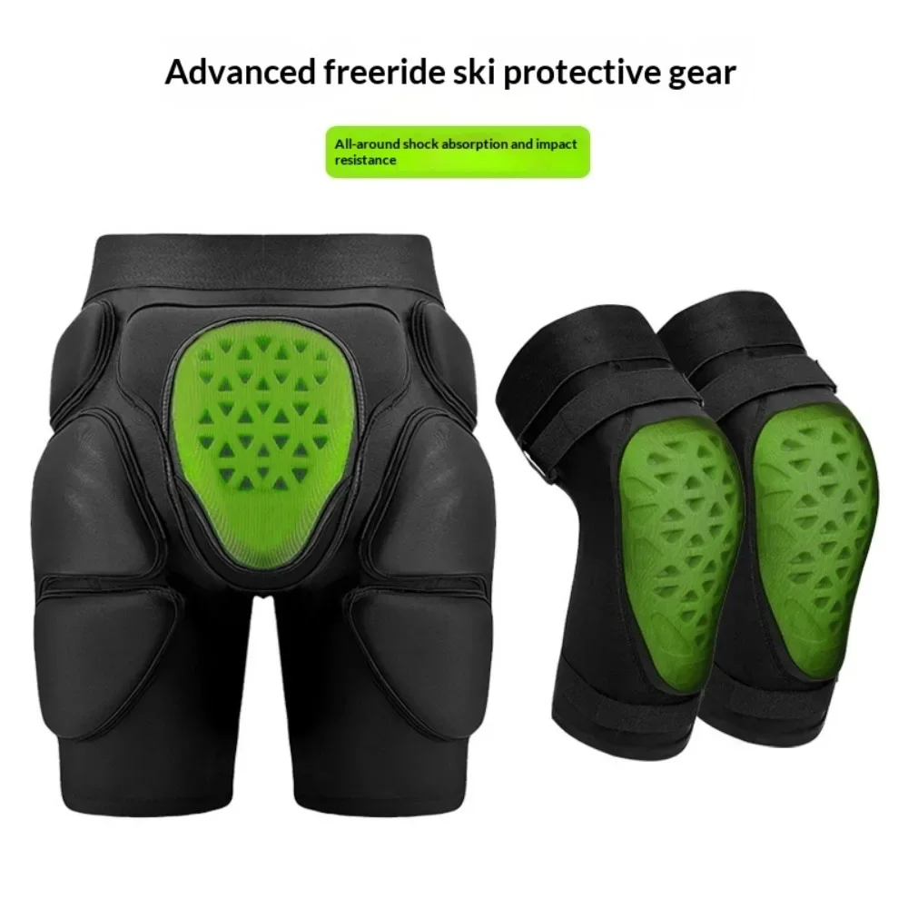 2PCS Ski Protective Gear Set Ice Skating Hip Knee Pad Full Set Inner Wear Speed Skating Butt Pad Pants for Winter