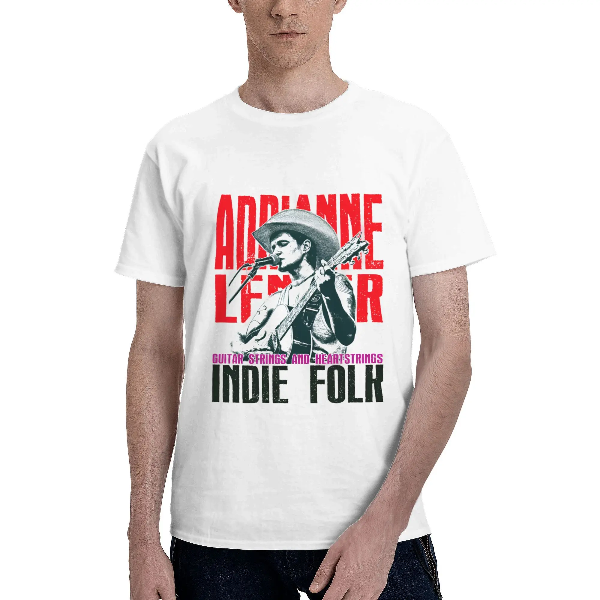 Men Women Printed Adrianne Lenker Guitar Strings and Heartstrings  Tee T Shirt 100% Cotton  T-shirts Clothing