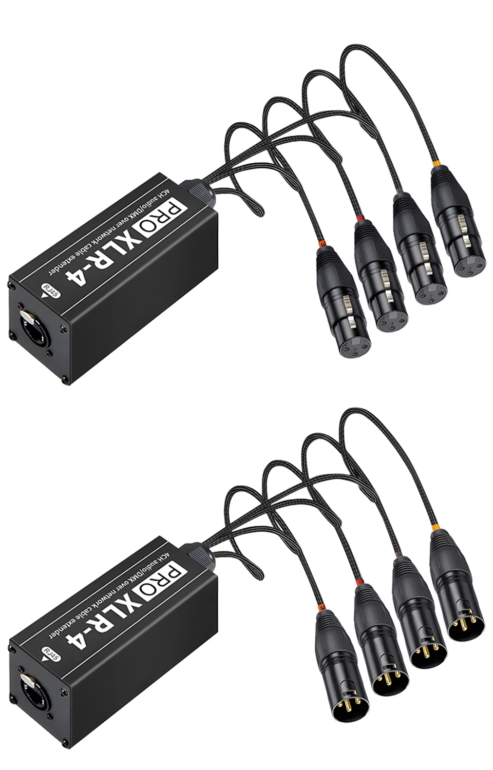 RJ45 zu 4-Kanal XLR/DMX Audio STP RJ45 Cat5 Ethernet-Extender XLR-Extender Transceiver für Live-Bühne, Audio-Aufnahmestudio – Detail 2