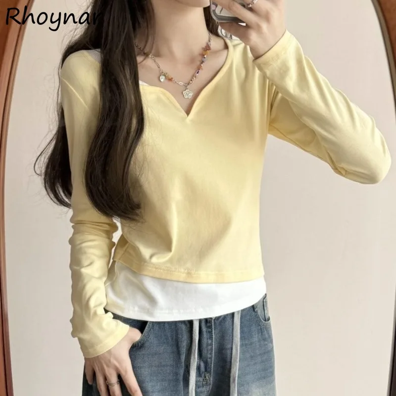 

Футболки женские с длинным рукавом и V-образным вырезом, 2 шт.