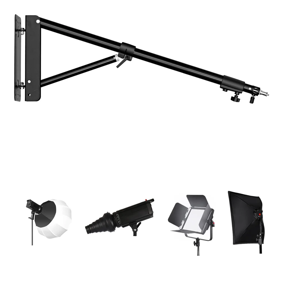 SH Wall Mount Tripod Boom Arm Photography Studio Video Strobe Lights Max Length 53.9 inches /137cm Horizontal Vertical Rotatable