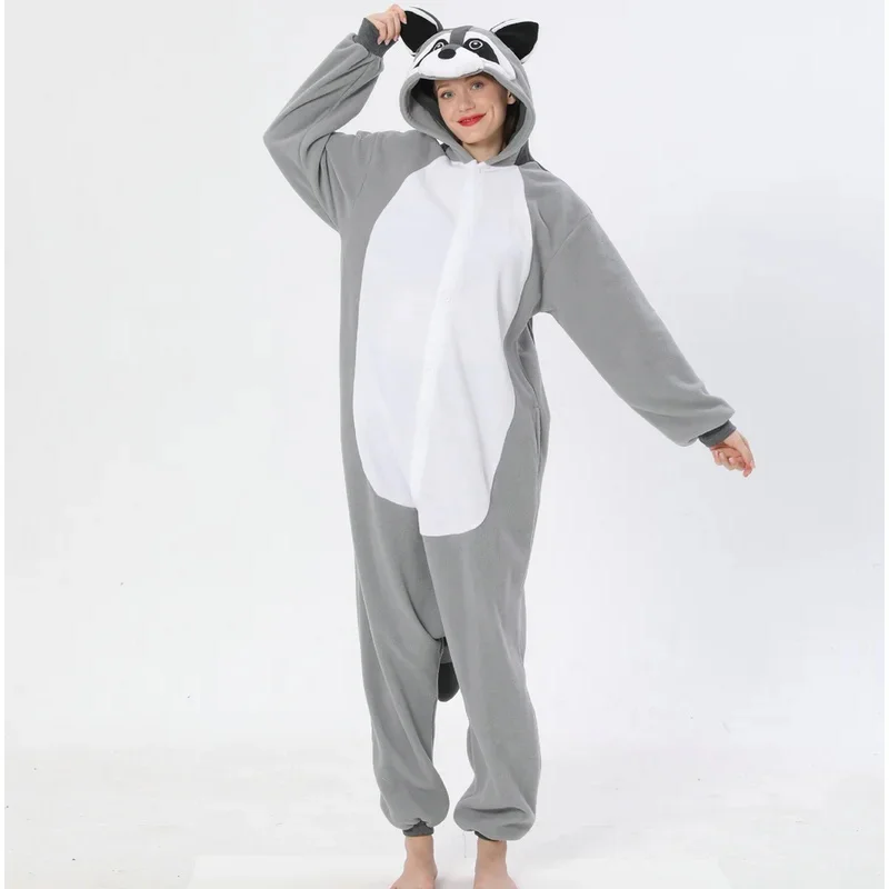 Unisex el disfraz de mapache Onesies monstruo Cosplay pijamas pijamas para adultos ropa de dormir de animales mono
