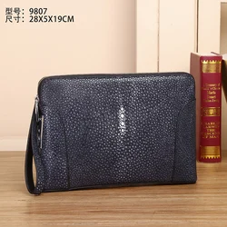 New high-end pearl fish handbag men's handbag, stylish and large capacity men's fingerprint lock and grab bag