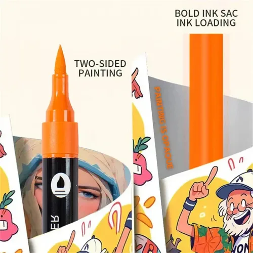 Imagen 2 del producto Juego de rotuladores de pintura acrílica de 24/48/72 colores: diseño de doble punta para pintura artística, punteado y colorear, secado rápido y portátil