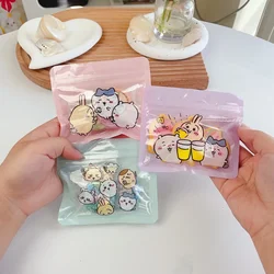 Bolsa de plástico pequeña con cremallera, bolsa láser con cierre, Kawaii, embalaje personalizado para cigarros y galletas, transparente, 10 unidades por juego