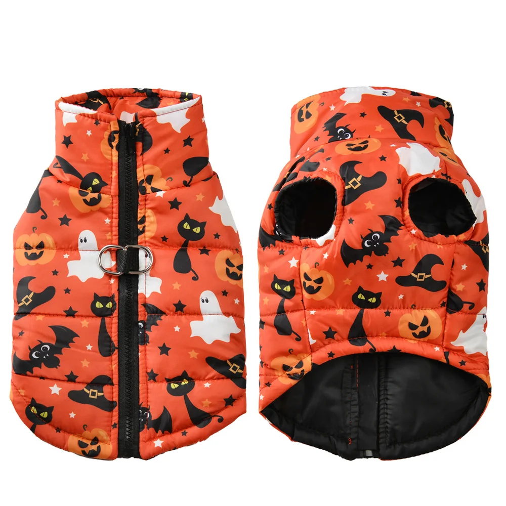 Halloween-Haustierjacke für kleine und mittelgroße Hunde und Katzen, Spinnennetz-Muster, Winter-Outdoor, wasserdicht, warm, Welpenkleidung, Yorkshire-Haustier-Outfits – Detail 13
