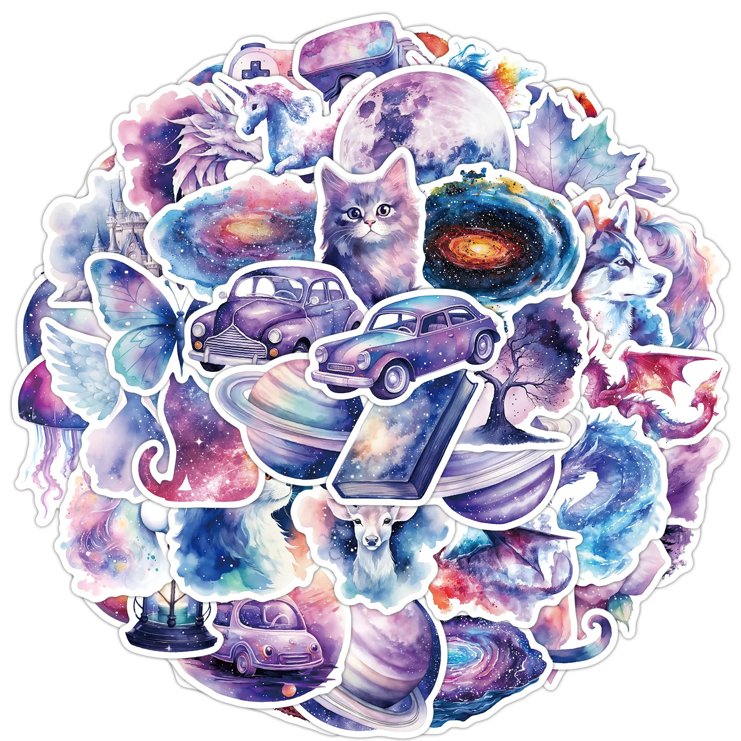 50 Uds. De pegatinas creativas impermeables de estilo cielo estrellado, decoración artesanal, cuaderno, maleta para guitarra móvil, taza de agua, juguetes de grafiti