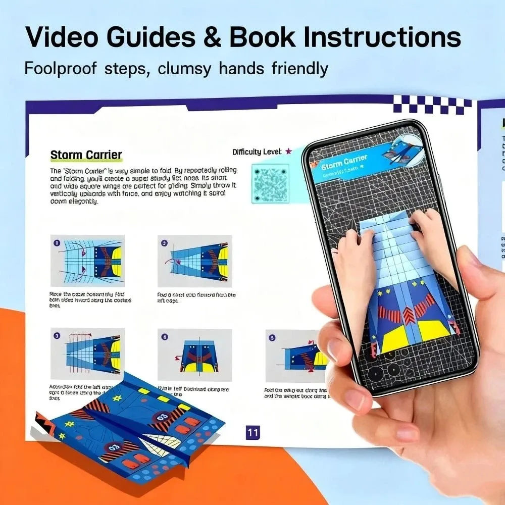Aeroplano di carta fatto a mano Origami Montessori Art Learning Aereo Origami Set Giocattolo di aereo di carta versatile pieghevole 3D