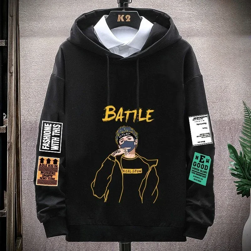 Sweatshirts For Man Graphic Hooded Men\'s Clothing Yellow Hoodies Korean Style Offers Welcome Deal High Quality Harajuku Fashion