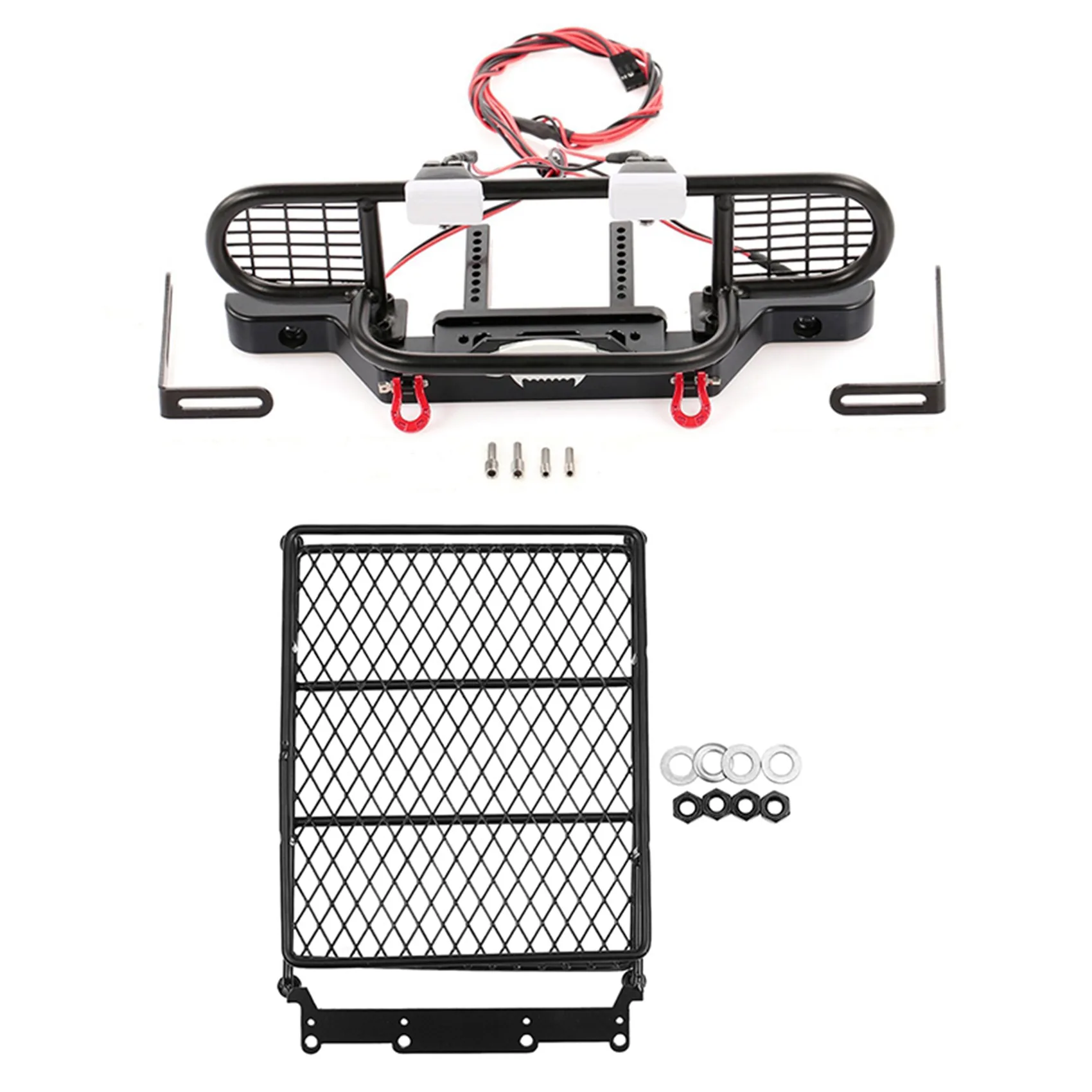 

For TRX4 Metal Front Camel Trophy Bumper with 1/10 RC Car Rock Crawler Metal Roof Rack Luggage Carrier