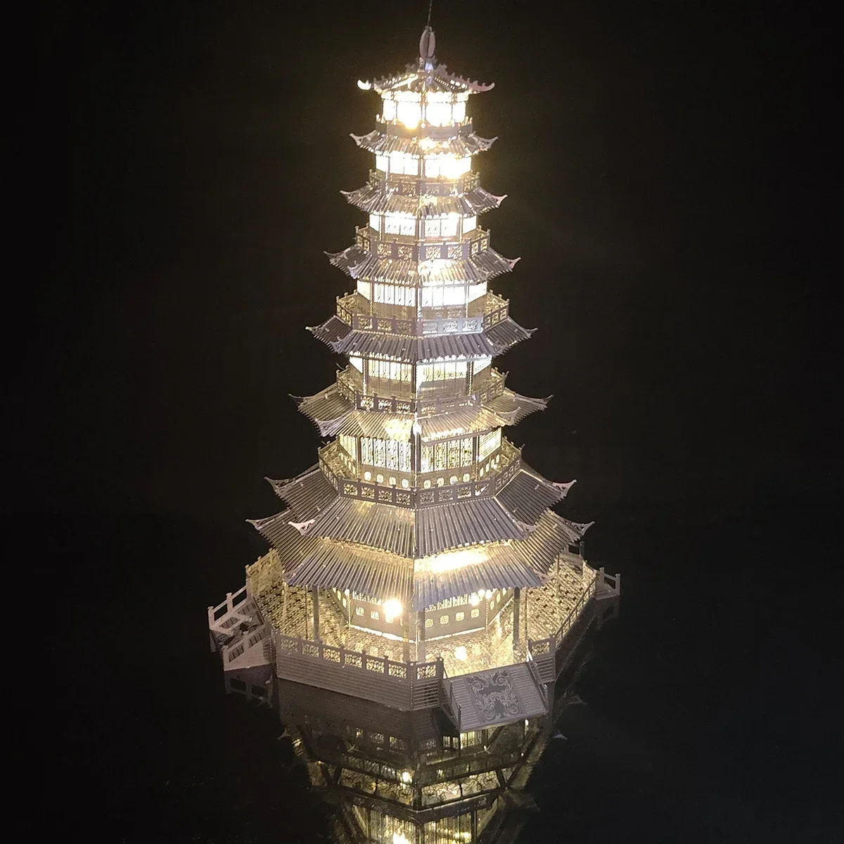 ثلاثية الأبعاد ستيريو ديكور المنزل DIY بها بنفسك اليدوية المعادن بناء الزجاج معبد لغز الجمعية لعبة مجسمة Knickknack الديكور الحرف حديقة