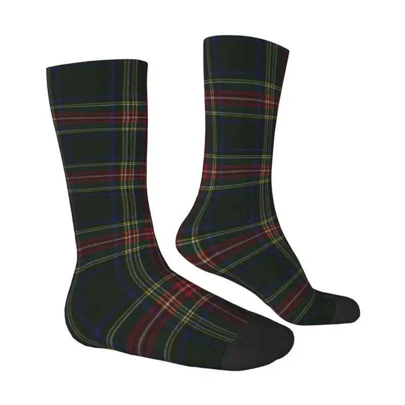 Scotland Stewart Black Tartan Plaid Mens Crew Socks Unisex Funny Spring Summer Autumn Winter Dress Sock