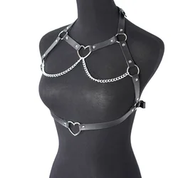 Pu Couro Moda Cadeia Arnês Cinto Peito Arnês Espartilho Lingerie Bondage Punk Lingerie Gótica Fetiche Roupas Femininas