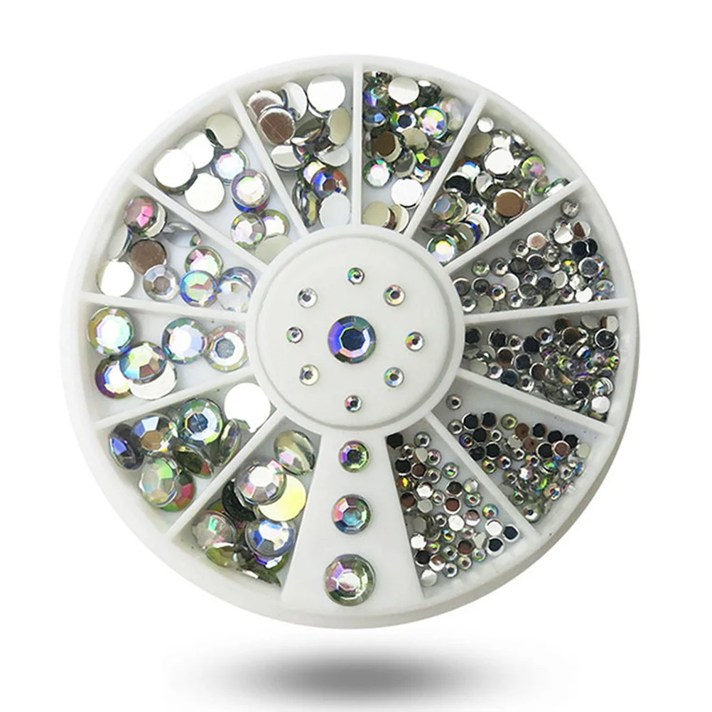 

3pcs Art Rhinestones Turntable Set Assorted Flat Drill Colorful Diamond For Diy Manicure Decor Shiny Nail Crystal Nail